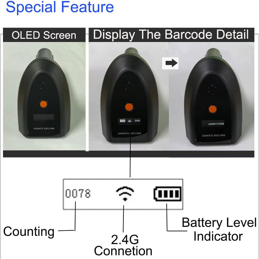 Wireless 1D 2D QR Code Scanner, Pack of 2 I7768