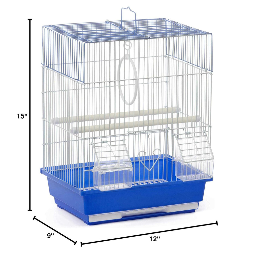 Flat Top Bird Cage Blue and White K374