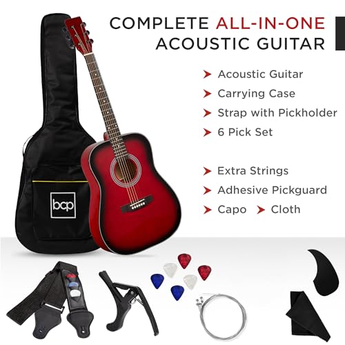 41in Full Size All Wood Acoustic Guitar Starter Set with Case J613