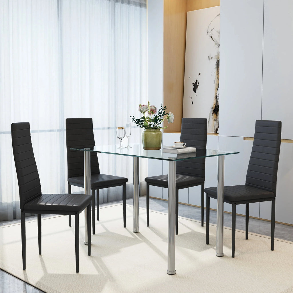 Gray 5-Piece Faux Marble Dining Table Set B97733