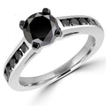1 CTW Black Diamond Solitaire Engagement Ring in 10K White Gold J4876