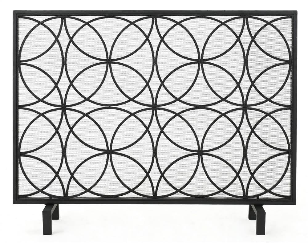 Black Single Panel Fireplace Screen L496