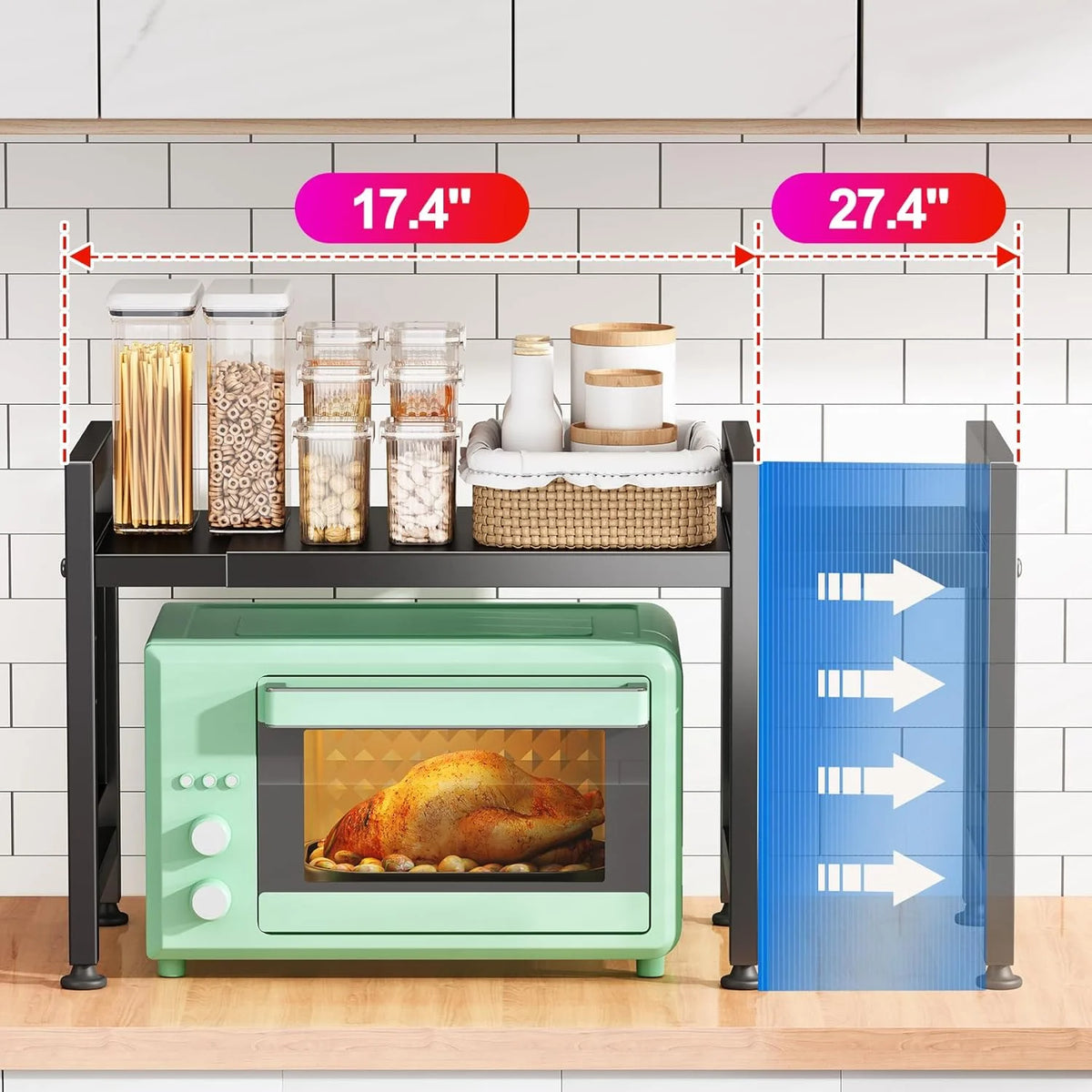 2-Tier Microwave Oven Rack with Cutting Boards Stand J51212