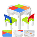 Kids Activity Table and 2 Chairs Set 3-in-1 Building Block Table Water Table Y400