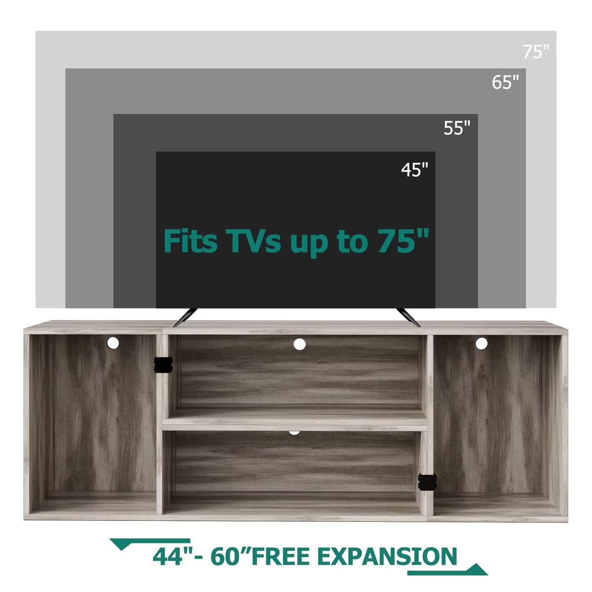 Oak TV Stand for 45 - 75 inch TVs H4381