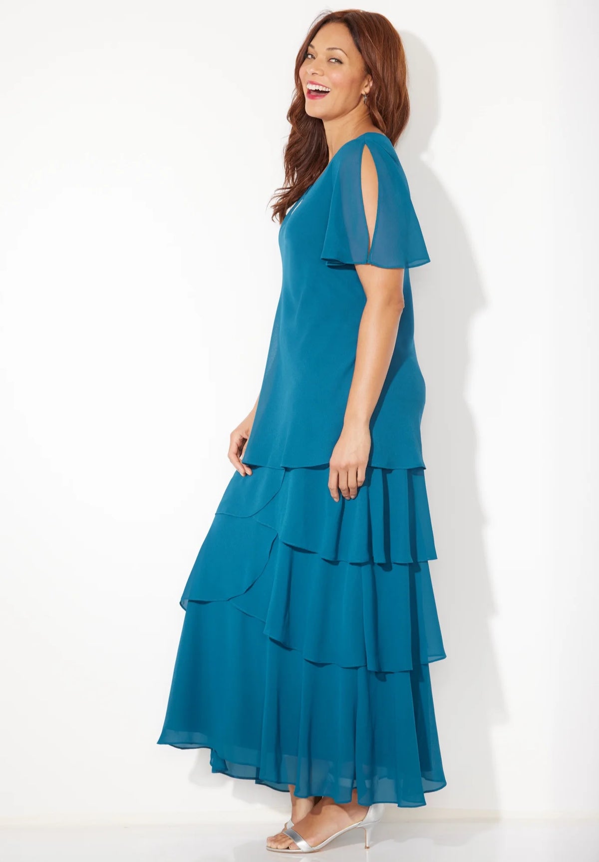 Women's Plus Size Tiered Chiffon Maxi Dress P8889