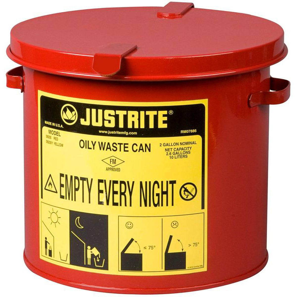 Red Oily Waste Can, 2 Gallon H99410