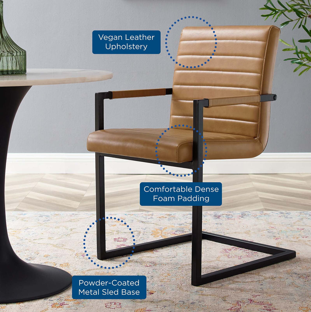 Tan Vegan Leather Dining Chairs, Set of 2 S725