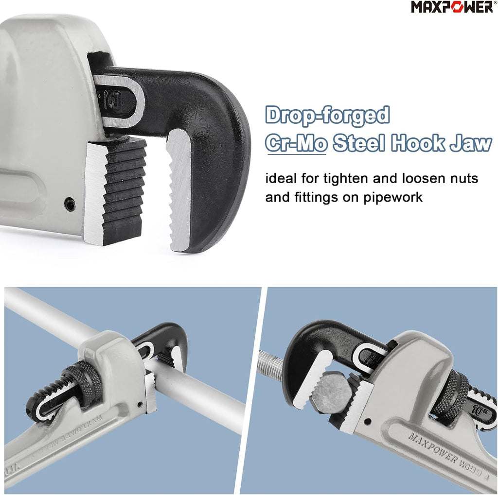 Pipe Wrench Set 10" 14" 18" Aluminum Plumber Wrenches Pack of 2 L849994