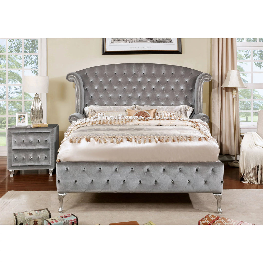 Queen Gray Platform Bed L6453