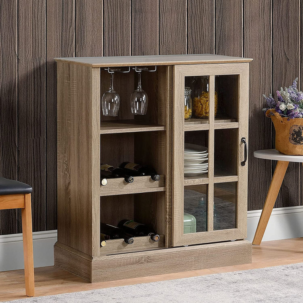 Wine Cabinet with 6-Bottle Wine Rack and Stemware Racks Q241