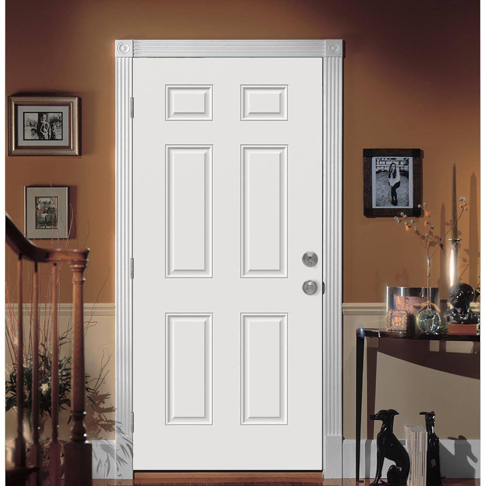 6-Panel Primed Steel Front Door Slab B226