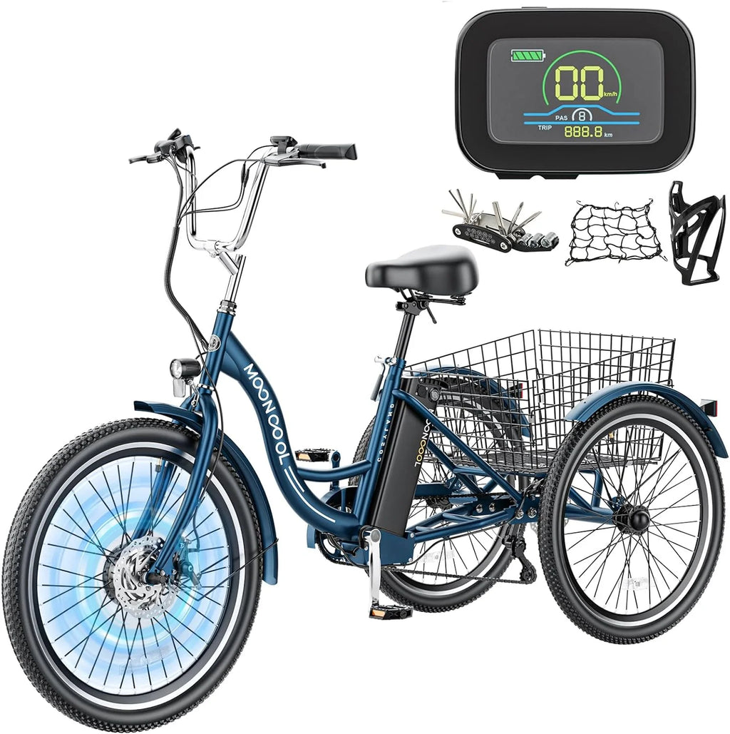 24 26 3 Wheel Electric Tricycle 350W 36V 7 Speeds with Large Basket B31728