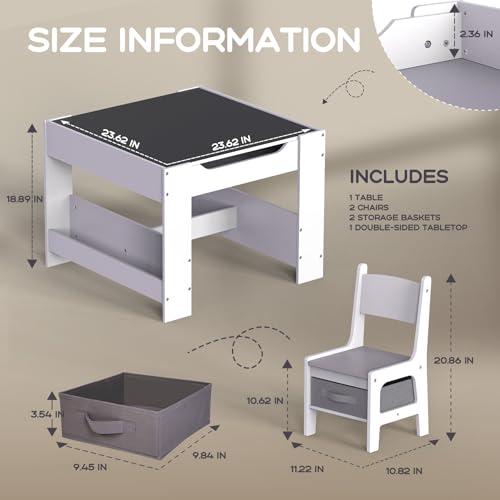 4 in 1 Wooden Kids Table and Chair Set with Storage R803903