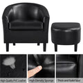 Black Faux Leather Accent Chair and Ottoman Set Z345594