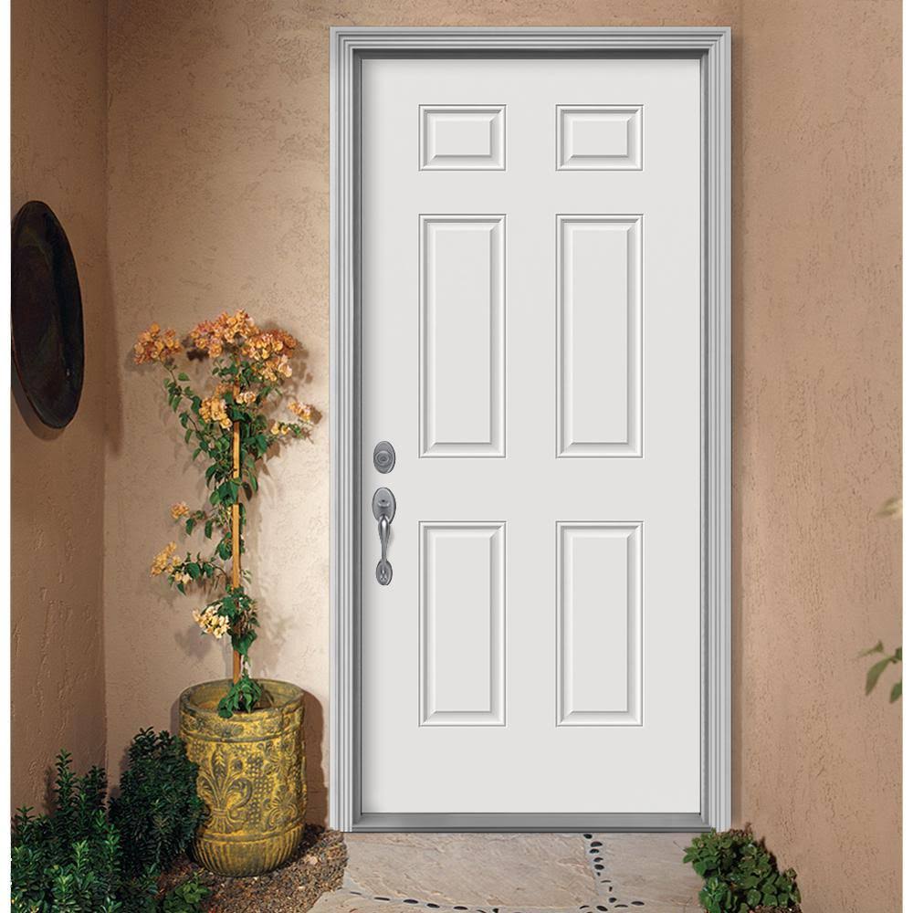 6-Panel Primed Steel Front Door Slab B226