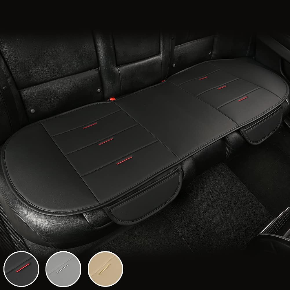 Black Panther Rear Seat Cover, PU Leather Bench Seat Protector, 52.4x19.7inch, Pack of 2 M833