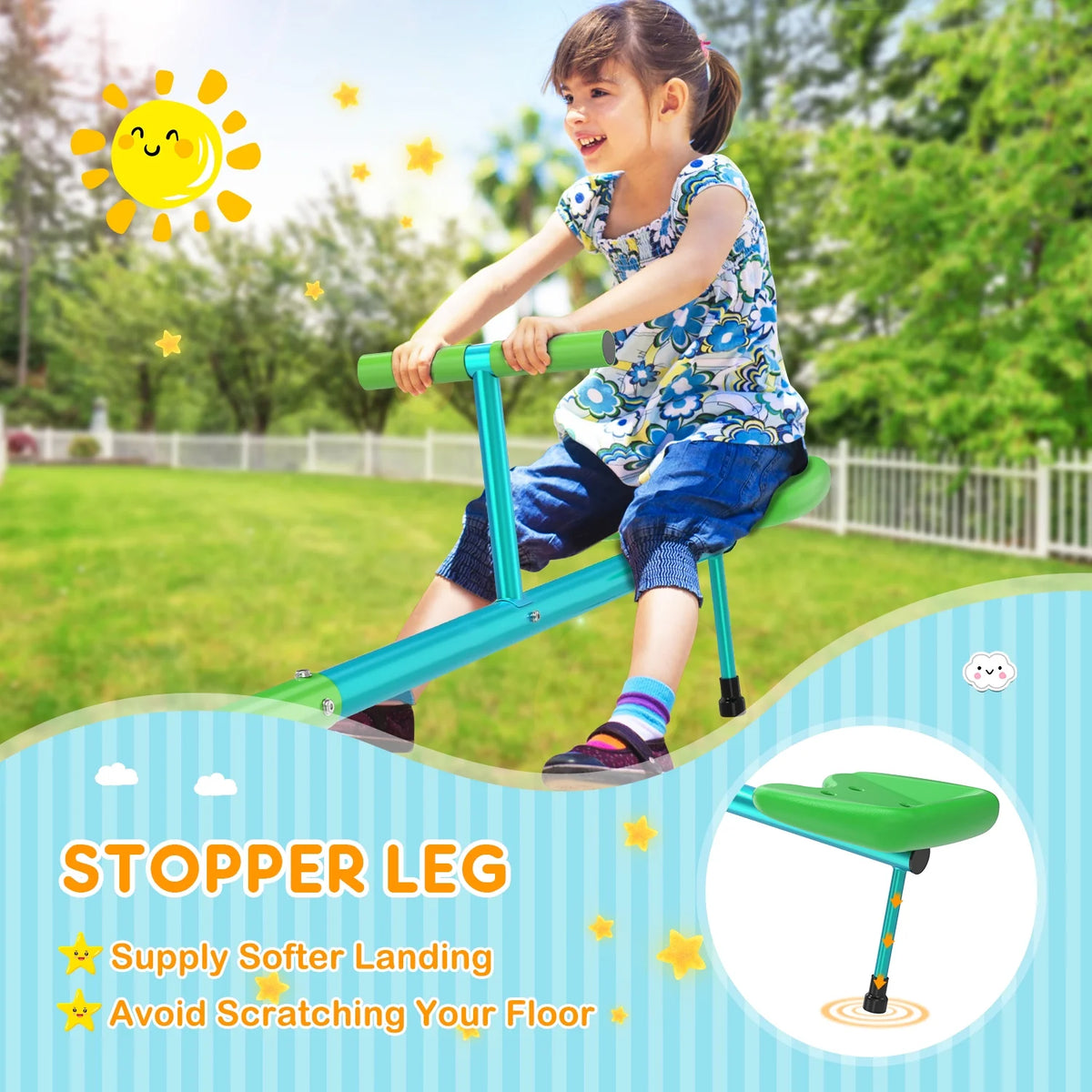 Kids Seesaw Teeter Totter with 360 Degrees Rotation Z71733