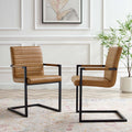Tan Vegan Leather Dining Chairs, Set of 2 S725