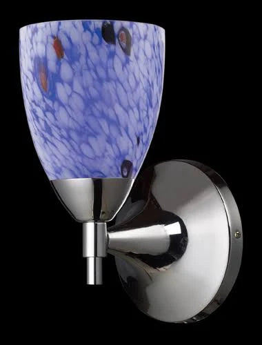 Polished Chrome 1-Light Sconce with Blue Glass T15593