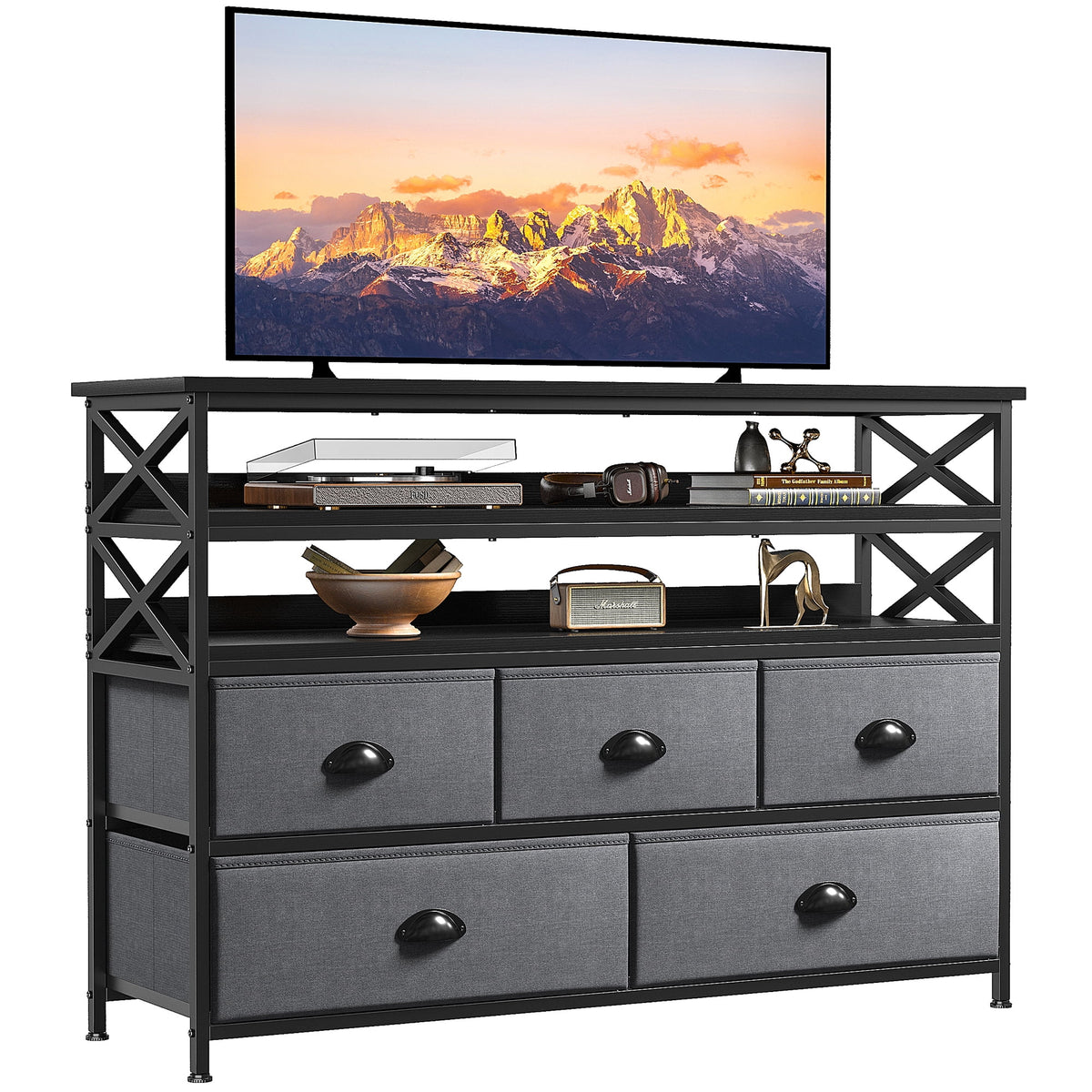 Rustic Brown 5 Drawer Dresser TV Stand B993346