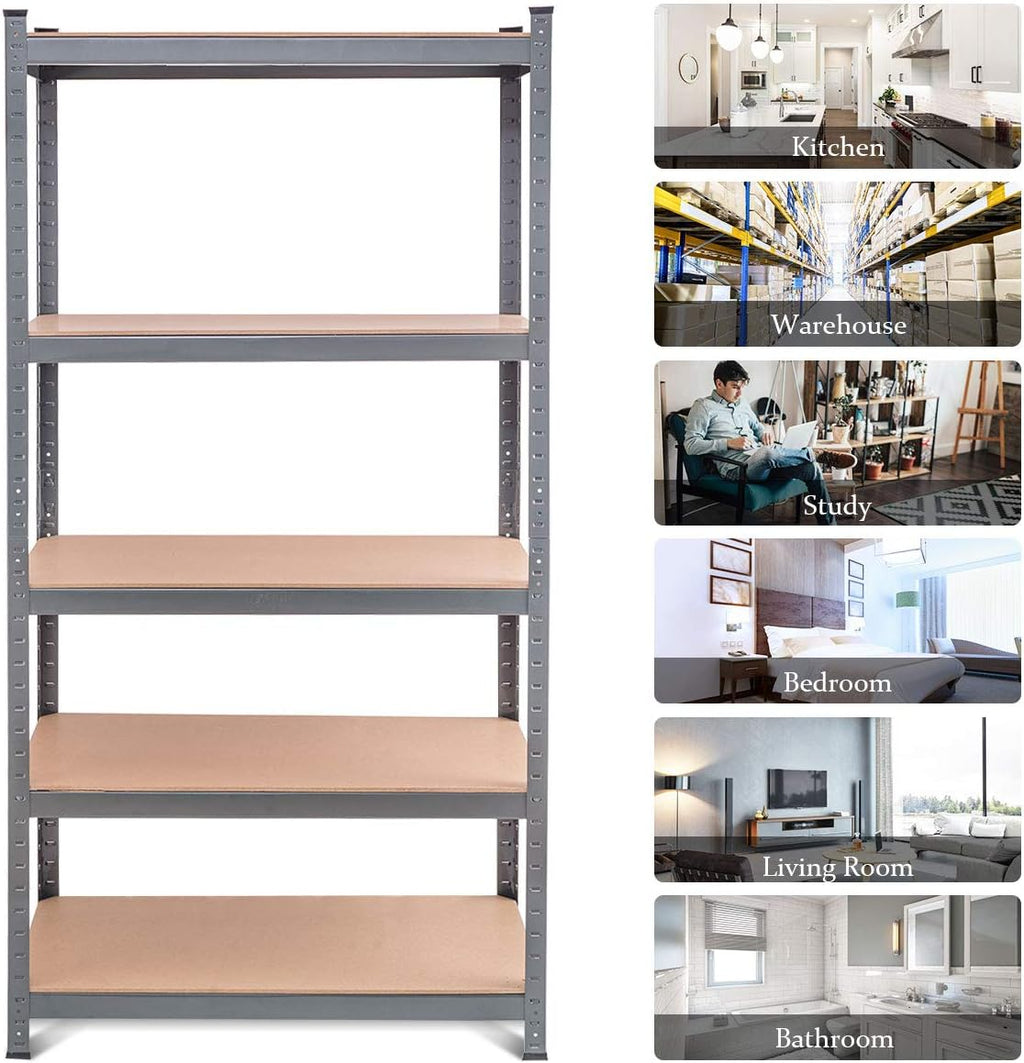 5-Tier Steel Storage Shelves with Adjustable Shelves (2 PCS) A272189
