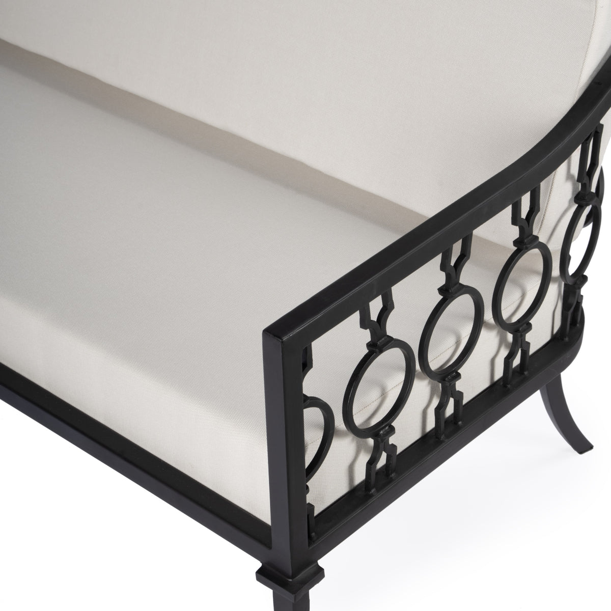 Black Iron Upholstered Outdoor Loveseat T46198