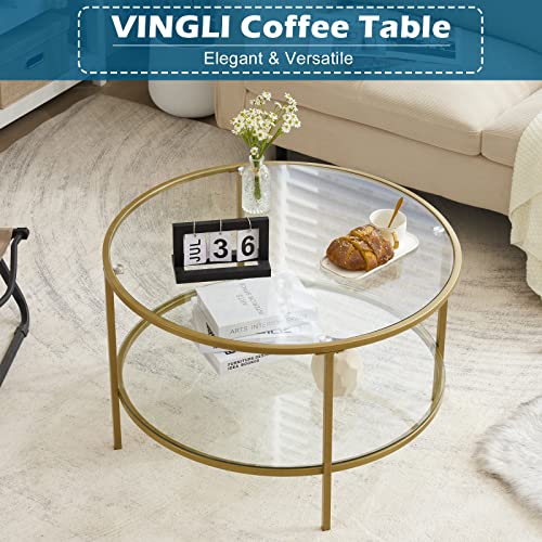 Round Glass Coffee Table with Storage C9090