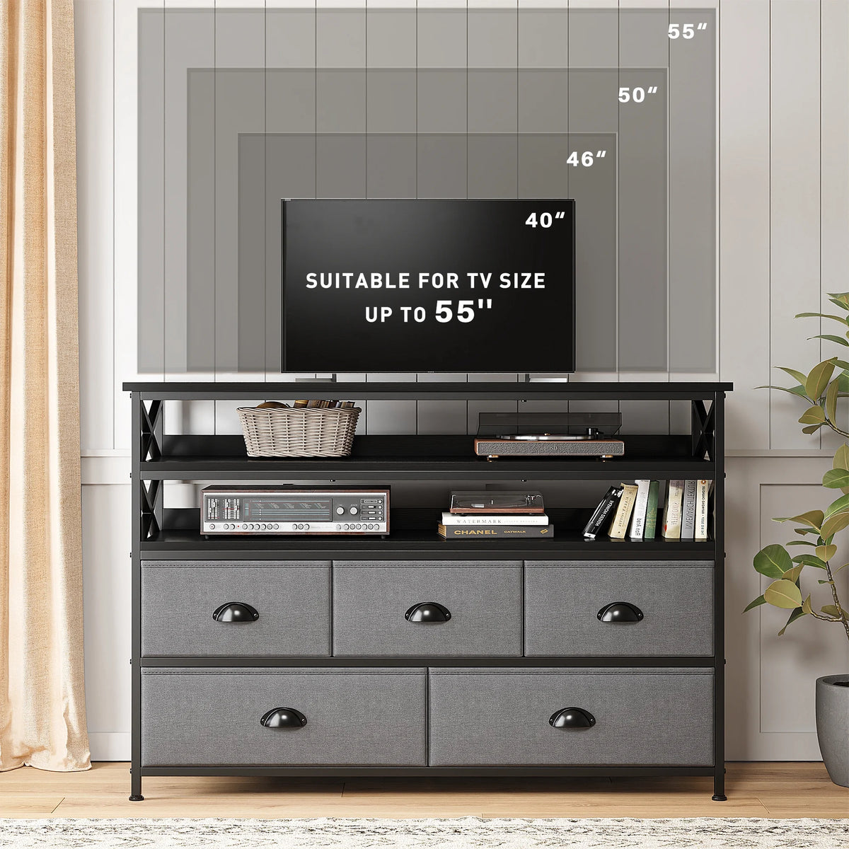 Rustic Brown 5 Drawer Dresser TV Stand B993346