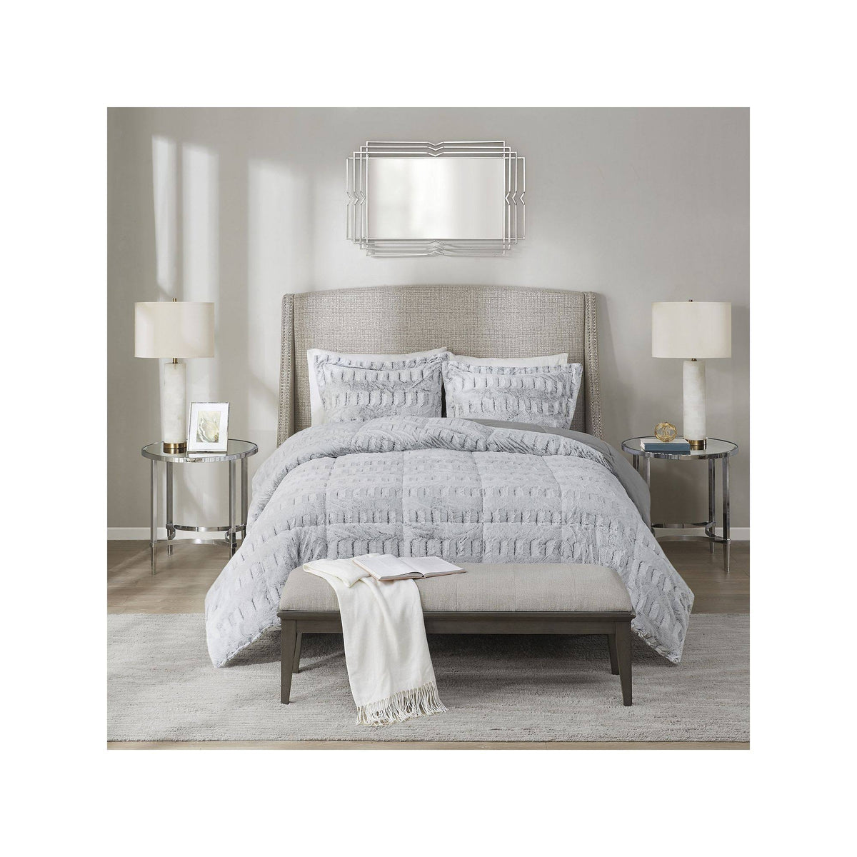 King/Cal King Long Fur Comforter Mini Set G1795