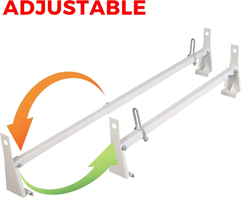 Steel Universal White Cargo Van Ladder Rack Roof 600LB F923714