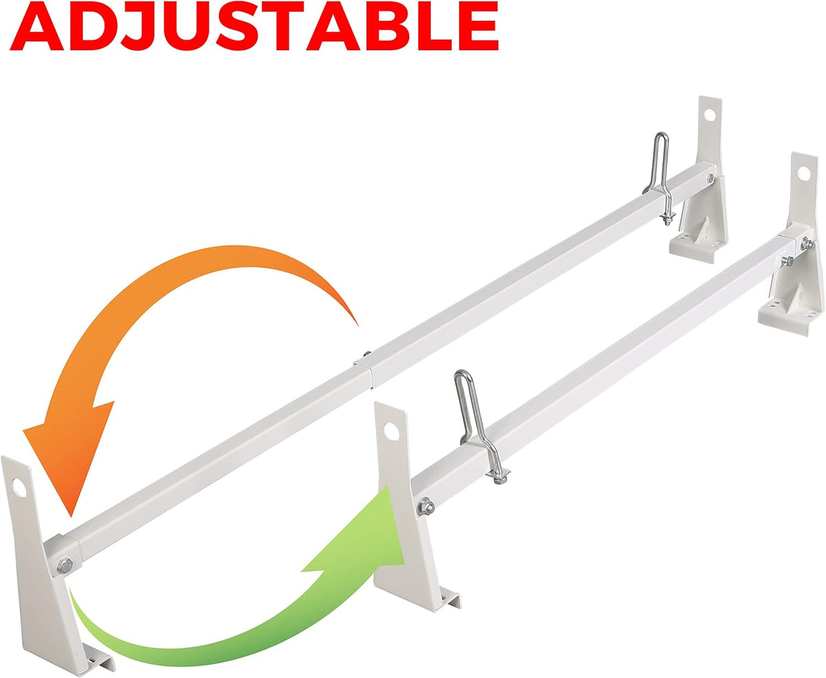 Steel Universal White Cargo Van Ladder Rack Roof 600LB F923714