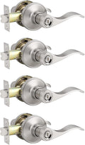 Satin Nickel Privacy Door Lever Handleset 4 Pack T405