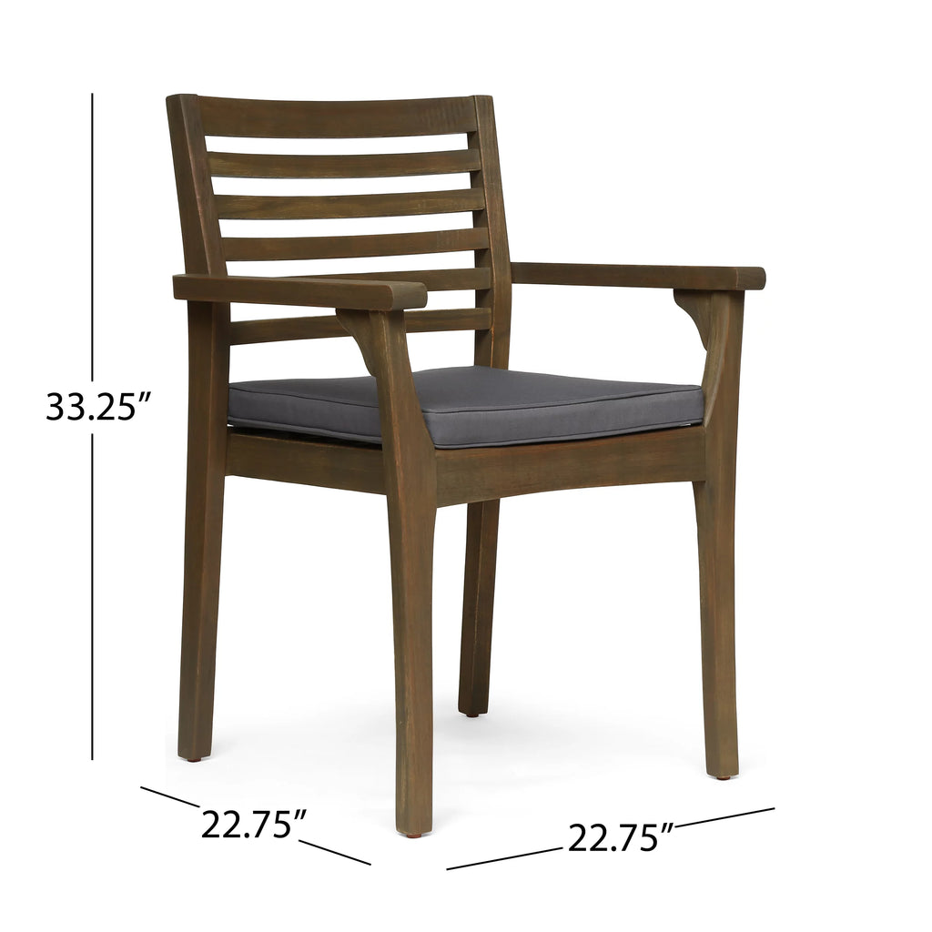 Acacia Wood Outdoor Dining Chairs Set of 2 I9397