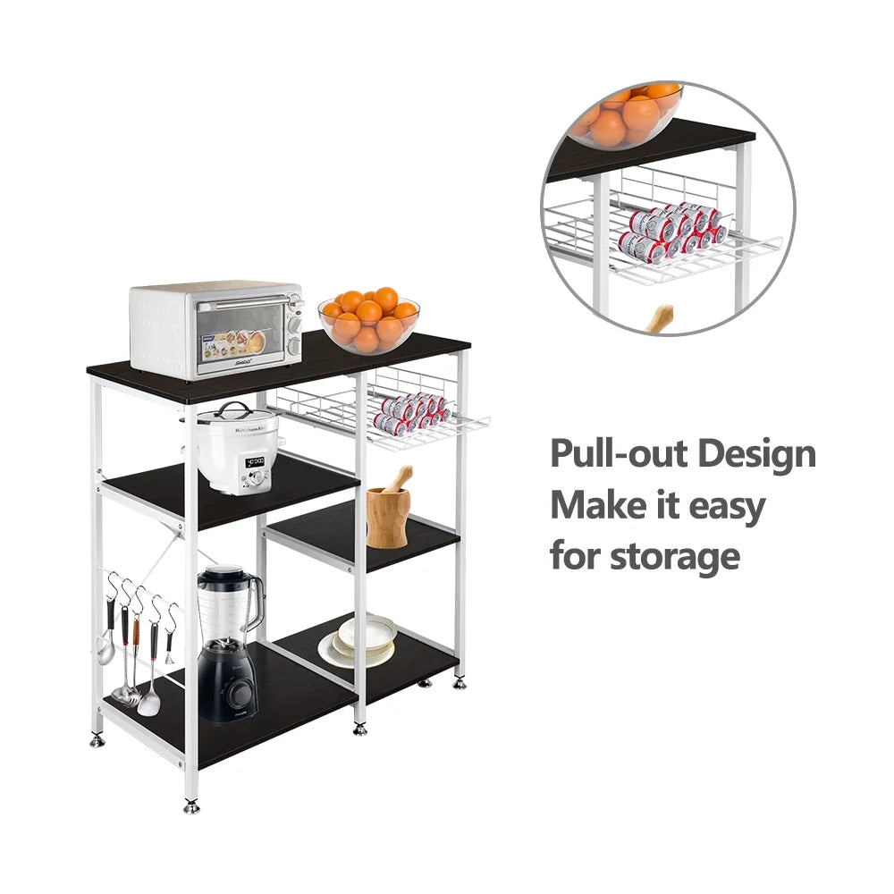 3 Tier Kitchen Rack Storage Shelf Microwave Stand, Dark Brown V595541