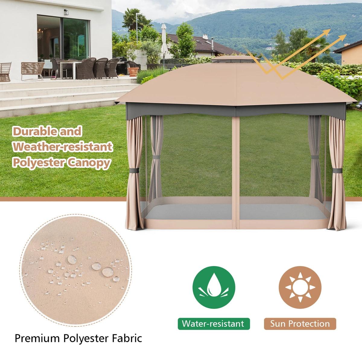 12' x 10' Heavy Duty Steel Gazebo O42761