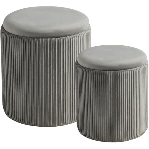 Set of 2 Upholstered Velvet Ottoman with Storage O80093