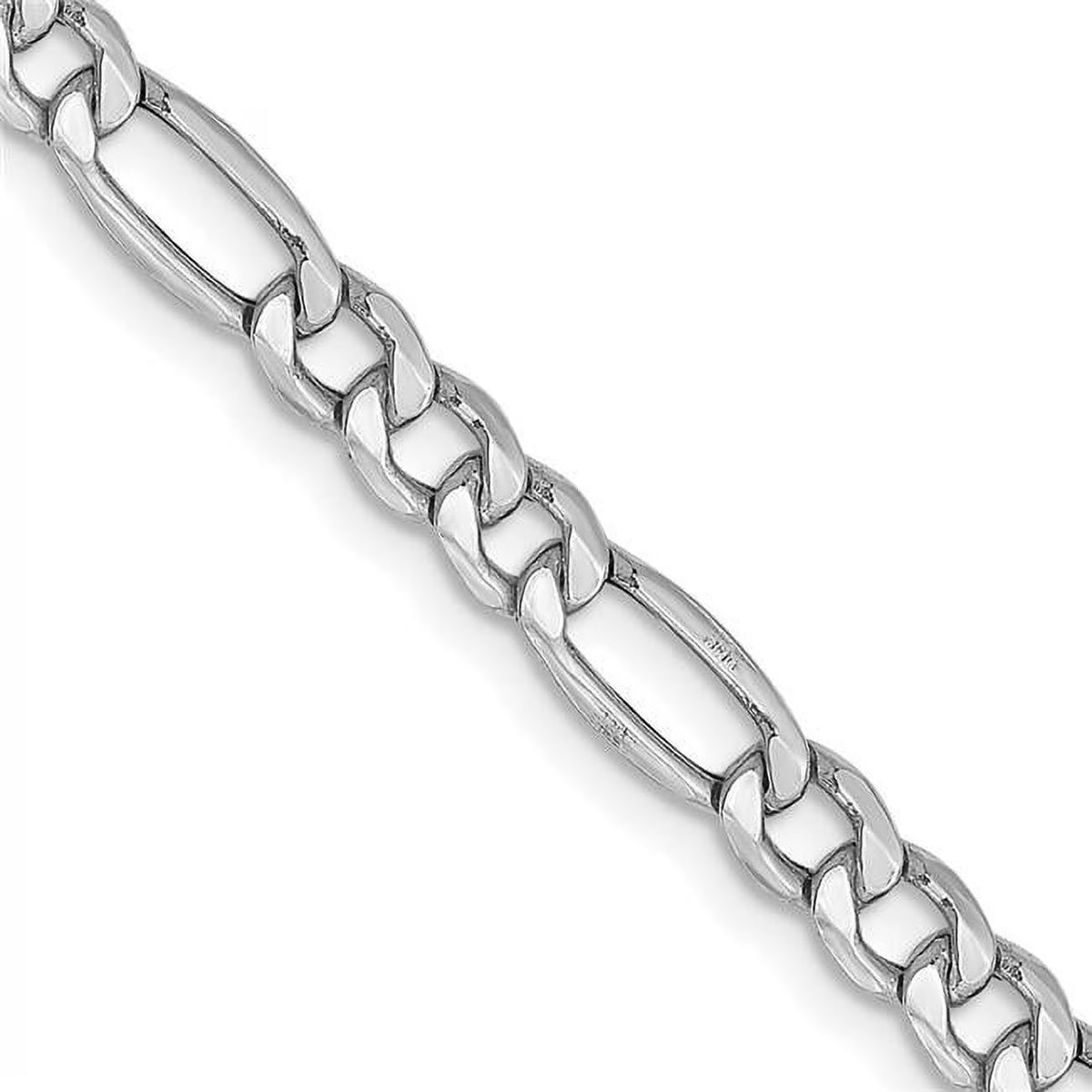14K White Gold 4.4 mm Semi-Solid 16 in. Figaro Chain F911