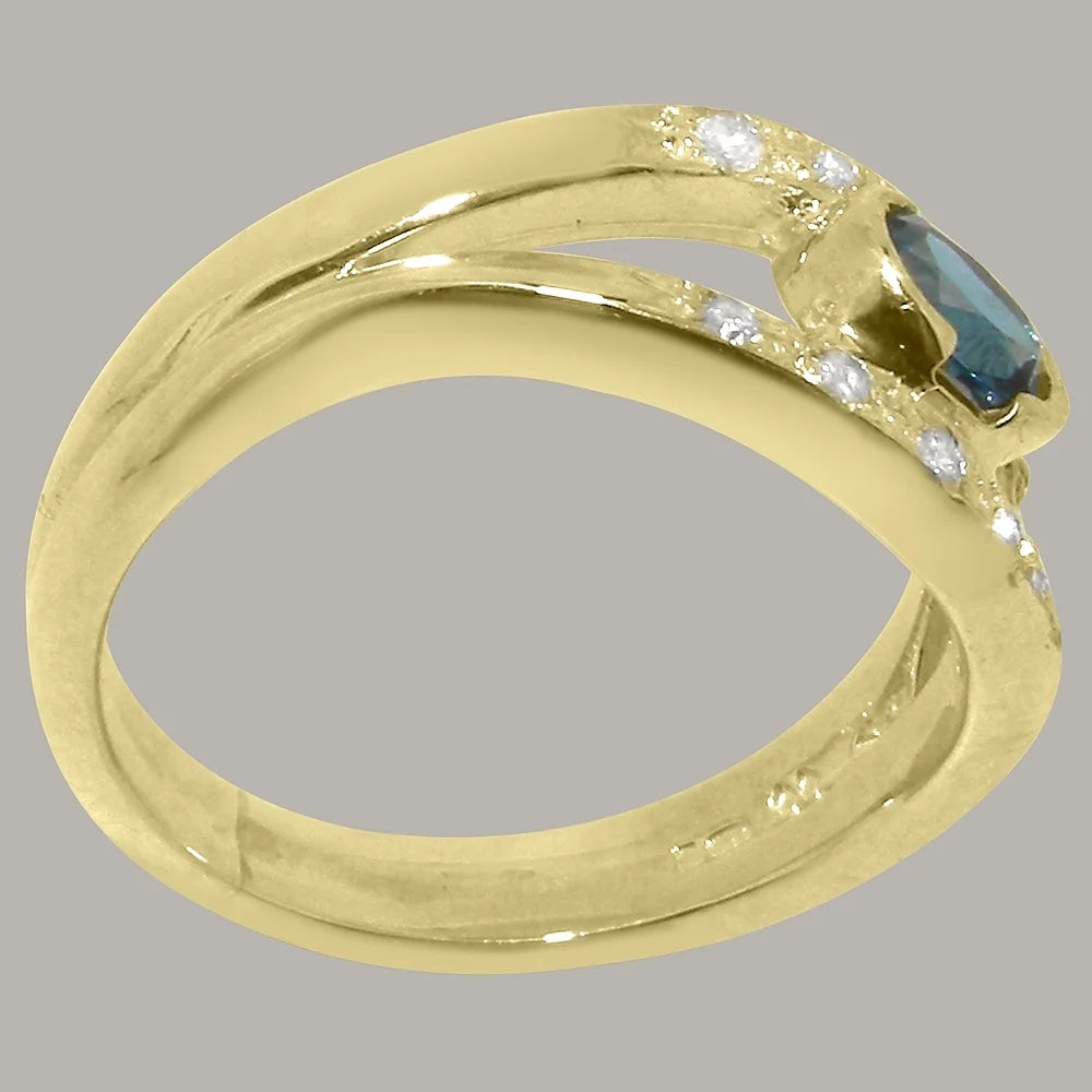 9k Yellow Gold London Blue Topaz Diamond Engagement Ring K302564