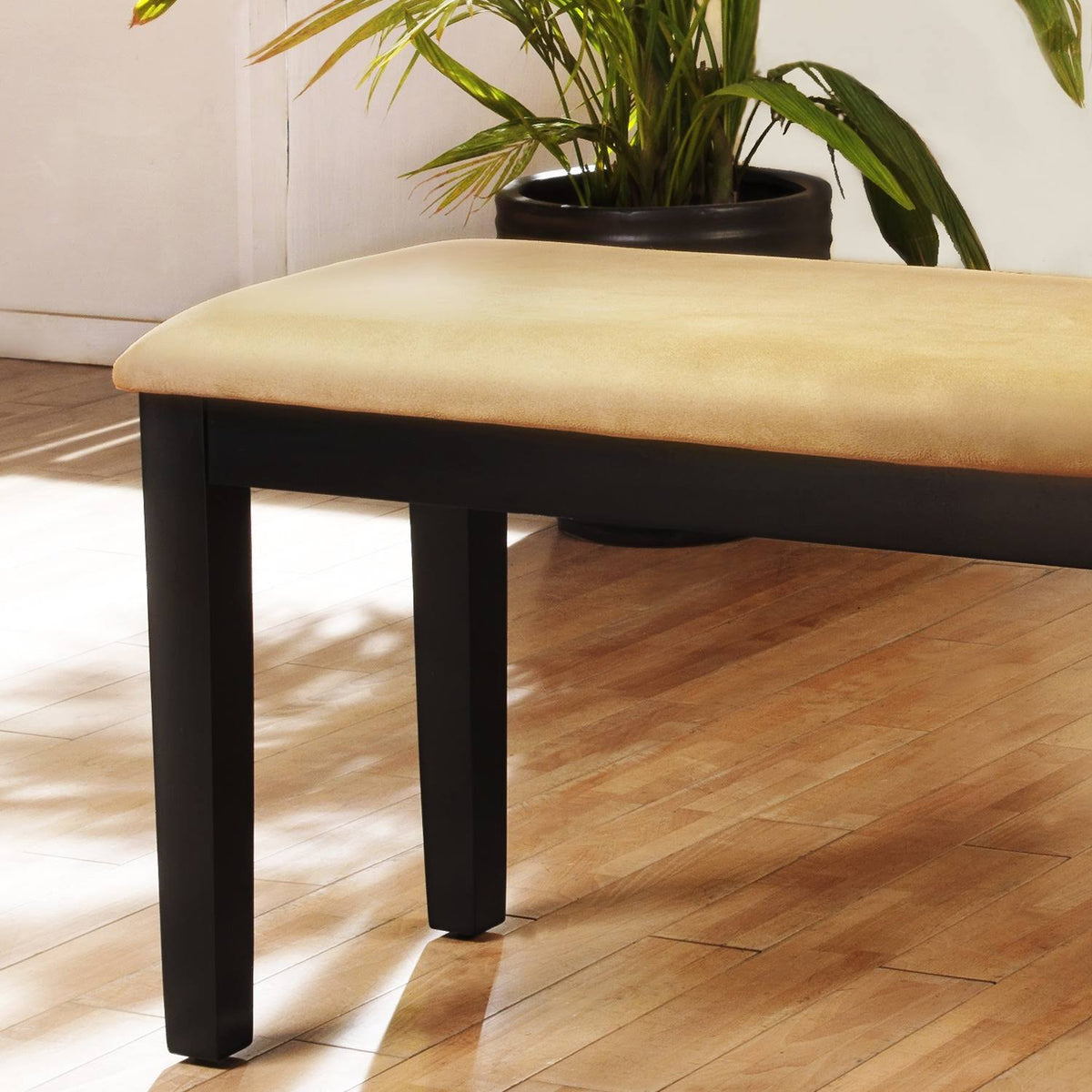 Goldtone Microfiber Black Wood Base Gold Bench F8650