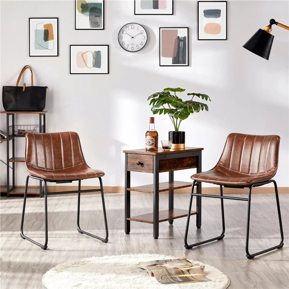 Brown Faux Leather Dining Chairs Set of 4 M8775