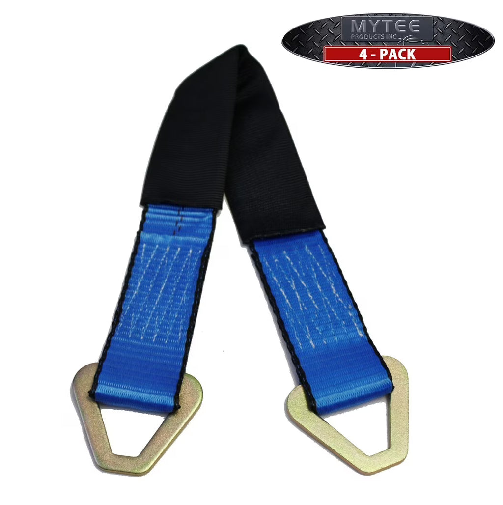 (4 Pack) 2" x 24" Heavy Duty Tie Down Axle Straps with D-Ring and Protective Sleeve, 10,000LBS Capacity R84771
