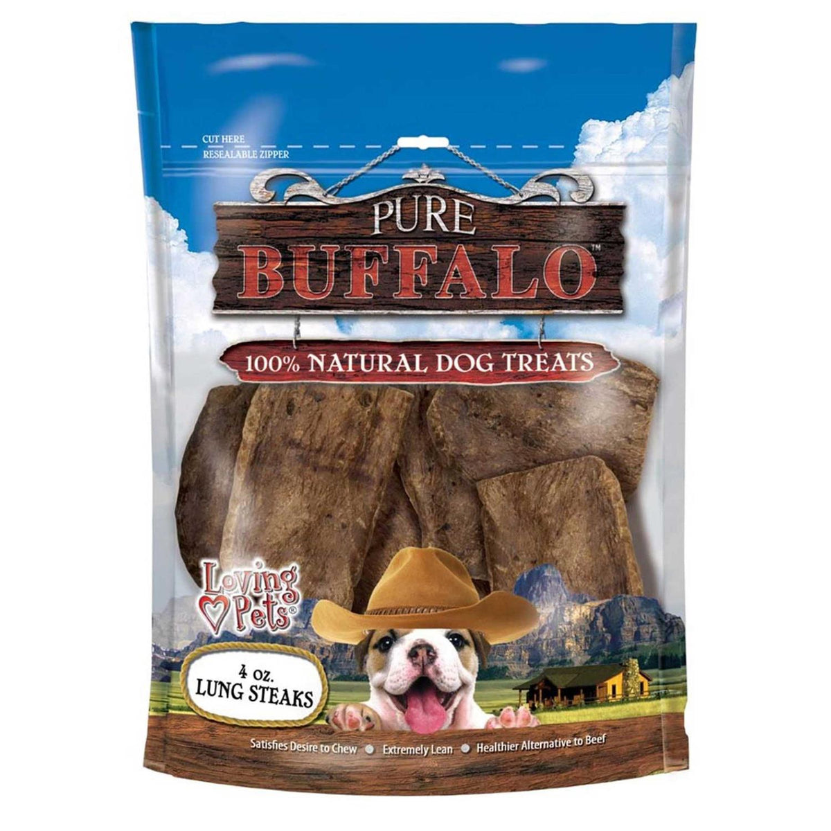 Pure Buffalo Lung Steaks Dog Treat B67329