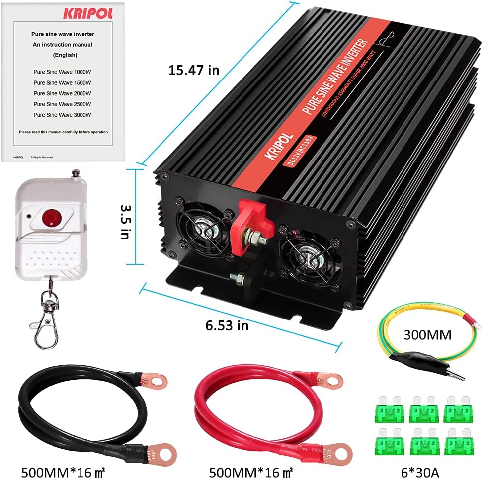 2000 Watt 12V DC to 110v/120v AC Power Inverter with 4 AC Outlets and USB Output F447