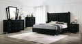 Black Solid Wood Queen Bedroom Set 6pcs P814