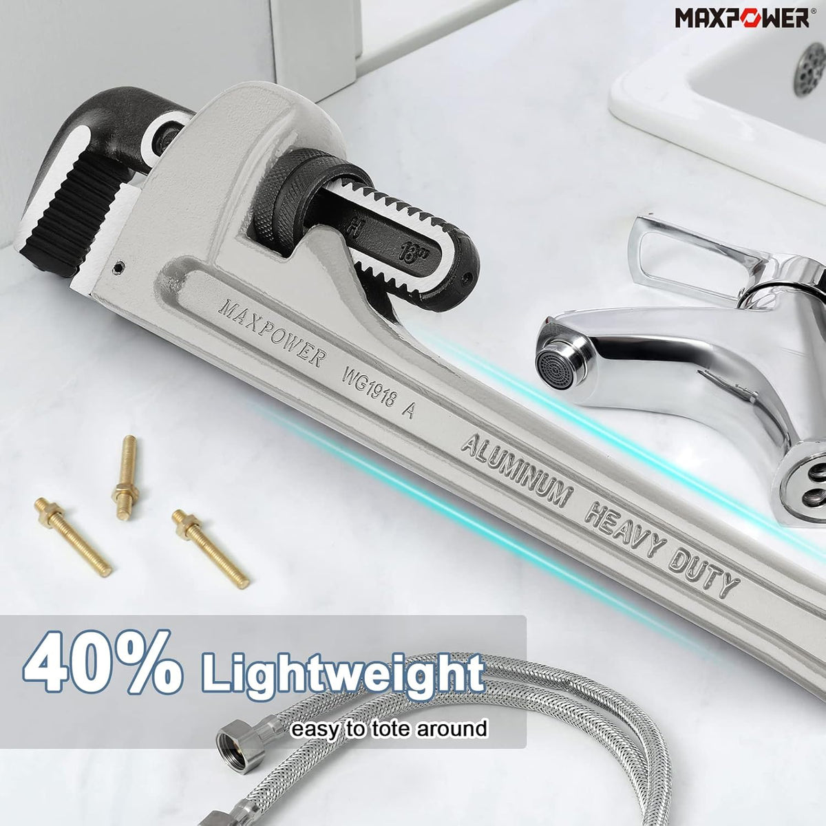 Pipe Wrench Set 10" 14" 18" Aluminum Plumber Wrenches Pack of 2 L849994