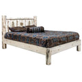 Full Platform Bed with Laser Engraved Pine Tree Design F92654