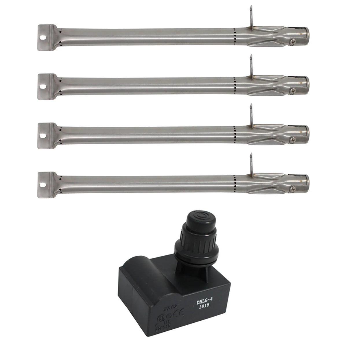 4 BBQ Gas Grill Tube Burner & 1 4-Outlet Spark Generator Ignitor Replacement Parts O5628