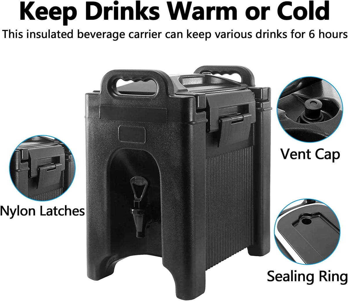 Black Double-Walled Plastic Beverage Dispenser 2Pcs T651