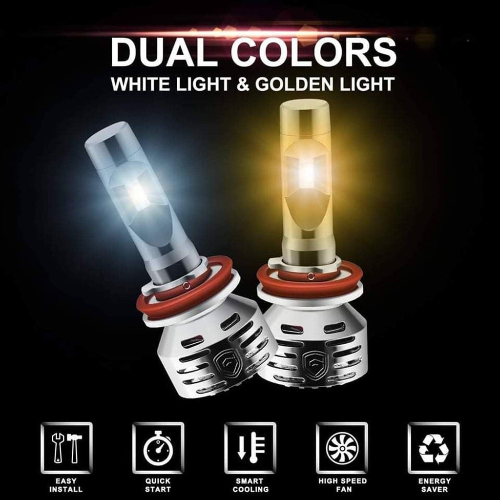 12000LM LED Headlight Bulbs Conversion Kit, 6000K White&Yellow, IP68 Waterproof, Pack of 2 Q1710